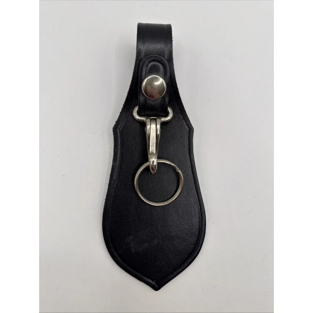 Bianchi Deluxe Key Case, Black Leather, Smooth Leather Keychain